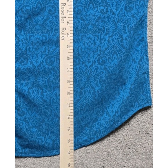 Robert Graham Mens XL Shirt S/S Blue Demask Geometric Paisley Floral Flip‎ Cuff - Picture 12 of 14